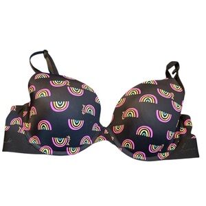 PINK Victoria's Secret Black Bra with Rainbow Print